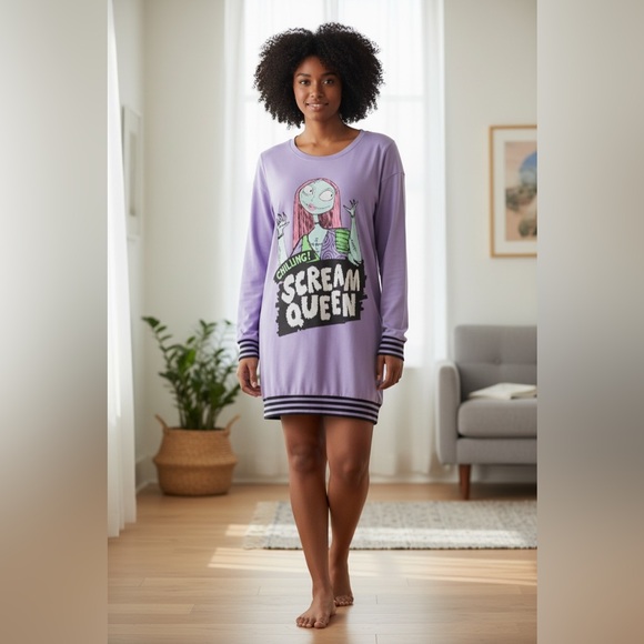 Disney Other - Disney The Nightmare Before Christmas Purple Scream Queen Nightshirt